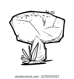 Alphabet Initial Cartoon Illustration of Stone Rock or Rock Formed by Plants for coloring book