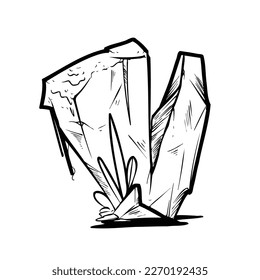 Alphabet Initial Cartoon Illustration of Stone Rock or Rock Formed by Plants for coloring book