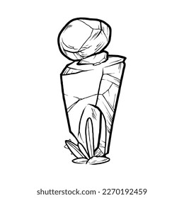 Alphabet Initial Cartoon Illustration of Stone Rock or Rock Formed by Plants for coloring book