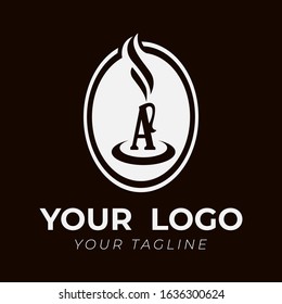 A ALPHABET INITIAL CIRCLE COFFEE LOGO TEMPLATE