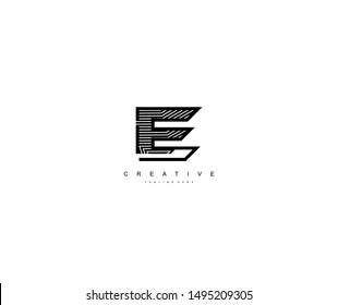 alphabet initial E technology modern linear monogram logo