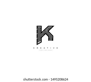 alphabet initial K technology modern linear monogram logo