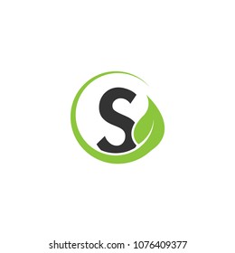 Alphabet initial and leaf logo icon template