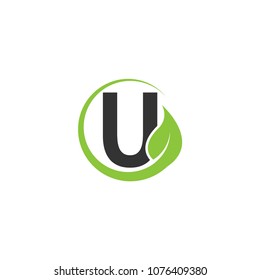 Alphabet initial and leaf logo icon template
