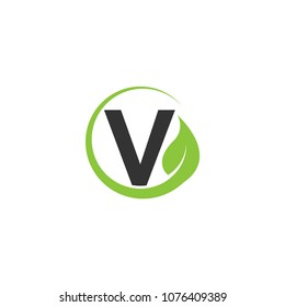 Alphabet initial and leaf logo icon template