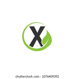 Alphabet initial and leaf logo icon template
