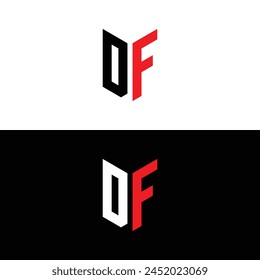 Letra inicial del alfabeto DF Logo design Plantilla de Vector