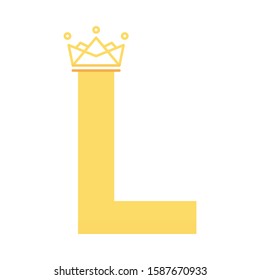 Alphabet Initial Letter L Logo with golden crown template design