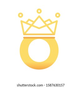 Alphabet Initial Letter O Logo with golden crown template design
