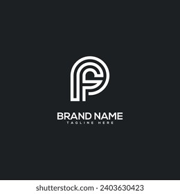 Alphabet Anfangsbuchstabe PF FP Logo Design Vorlage - Vektorgrafik.