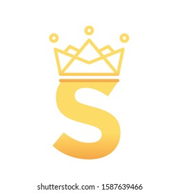 Alphabet Initial Letter S Logo with golden crown template design