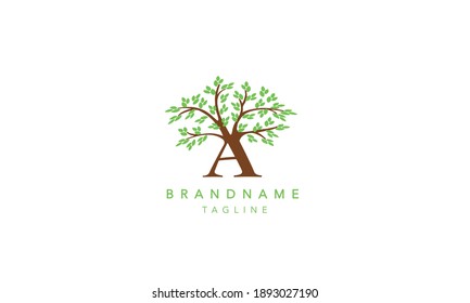 A alphabet initial letter TREE Icon Logo vector illustration