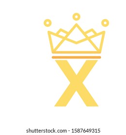 Alphabet Initial Letter X Logo with golden crown template design