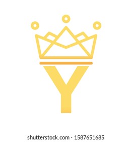 Alphabet Initial Letter Y Logo with golden crown template design