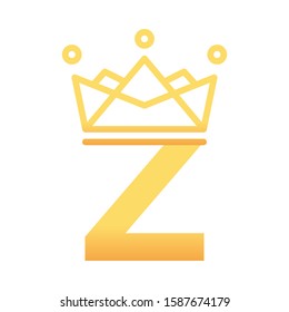Alphabet Initial Letter Z Logo with golden crown template design