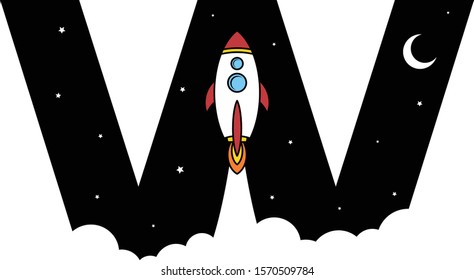 alphabet initial logo sign logotype space rocket vector art