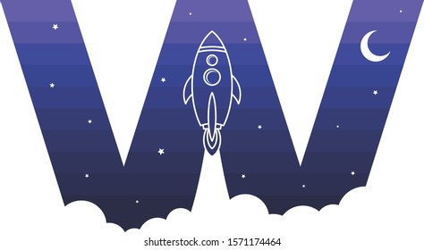 alphabet initial logo sign logotype space rocket vector art