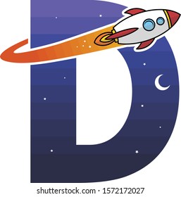 alphabet initial logo sign logotype space rocket vector art