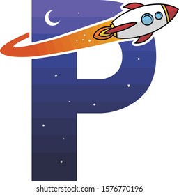 alphabet initial logo sign logotype space rocket vector art