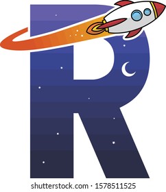 alphabet initial logo sign logotype space rocket vector art