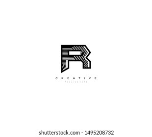 alphabet initial R technology modern linear monogram logo