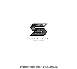 alphabet initial S technology modern linear monogram logo