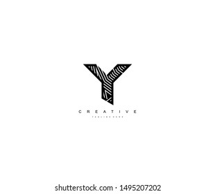 alphabet initial Y technology modern linear monogram logo