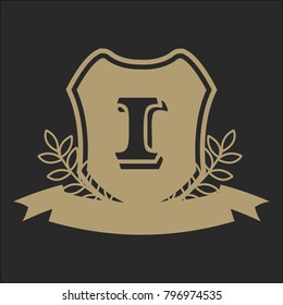 I Alphabet initials crest emblem logo