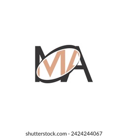 Logotipo de las iniciales Alphabet AM, MA, M y A