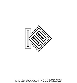 Logo de las iniciales del alfabeto EK, KE, K y E