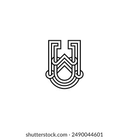 Logotipo de las iniciales Alphabet UW, WU, W y U