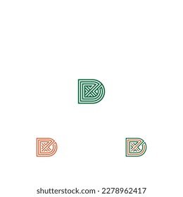 Alphabet Initials logo XD, DX, X and D