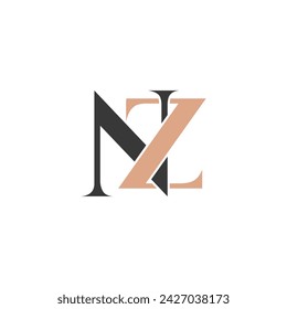 Alphabet Initials logo ZN, NZ, Z and N