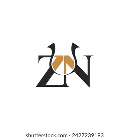 Alphabet Initials logo ZN, NZ, Z and N