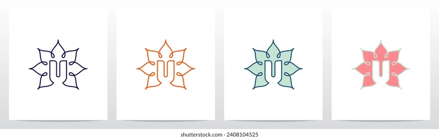 Alphabet Inside Mandala Outline Letter Logo Design U