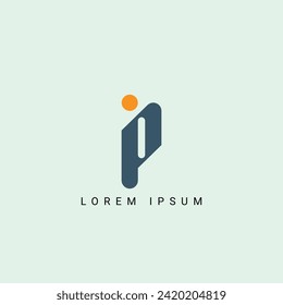 Alphabet ip or pi illustration monogram vector logo template