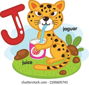 Alphabet Isolated Letter J-juice-jaguar illustration,vector