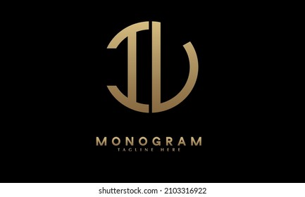 Alphabet IU or UI illustration monogram vector logo template in round shape