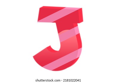 Alphabet J background with Red ribbon on white .Poster or brochure template. Vector j illustration with orange crystal