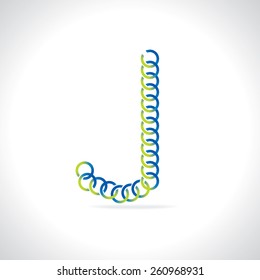 alphabet J created by blue green circle