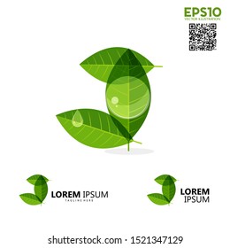 alphabet J Green Leaf dew Drops Logo