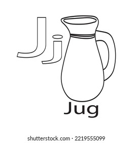 Alphabet J with jug coloring page