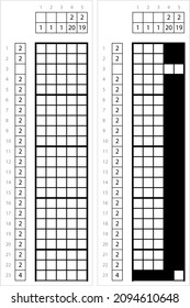 Alphabet j Lowercase Nonogram Pixel Art, Character j, Language Letter Graphemes Symbol Vector Art Illustration, Logic Puzzle Game Griddlers, Pic-A-Pix, Picture Paint By Numbers, Picross