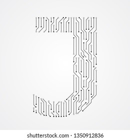 Alphabet J shape digital line design