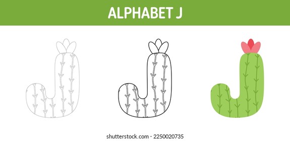 Alphabet J tracing and coloring worksheet for kids