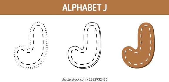 Alphabet J tracing and coloring worksheet for kids
