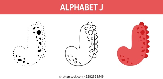 Alphabet J tracing and coloring worksheet for kids