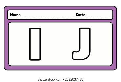 Alphabet I and J  tracing and coloring worksheet for kids