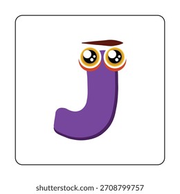 Cartas de animação de vetor Alphabet J