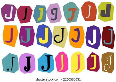 Alphabet J - vector cut newspaper and magazine letters, paper style ransom note letter